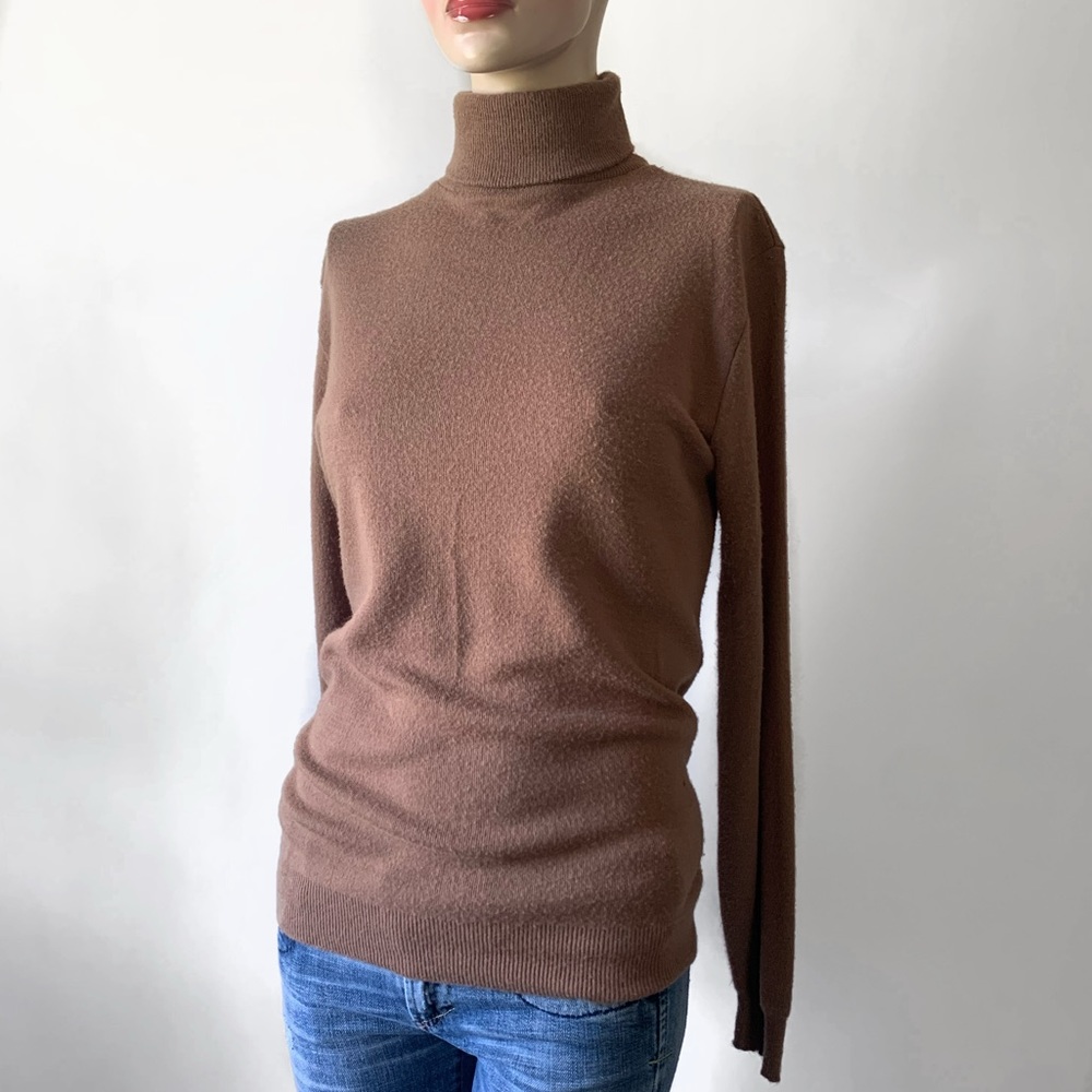 Vintage 60's 70's Caramel Brown Turtleneck Sweater